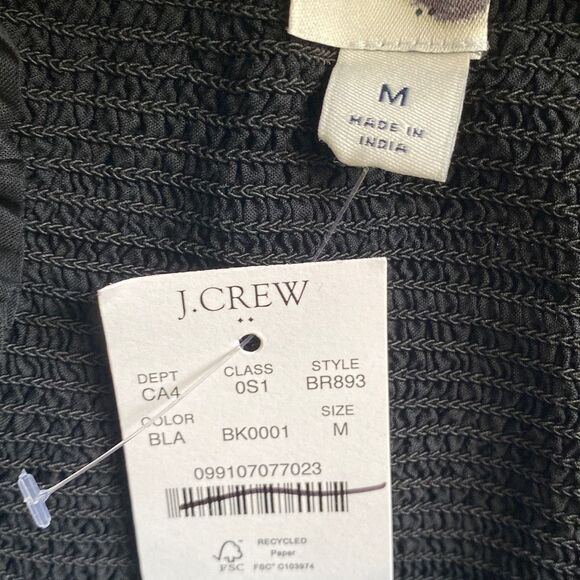 J. Crew Factory‎ Smocked tiered mini dress Black Size M NWT - Picture 9 of 9